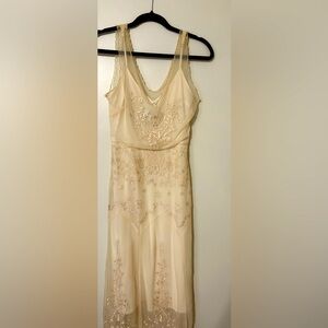 BCBGMAXAZRIA wounded bird lace slip dress